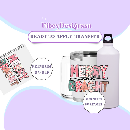 RTS UV-DTF Transfer for Bottle, Glass, Mug, Diary - Merry Bright