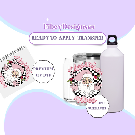 RTS UV-DTF Transfer for Bottle, Glass, Mug, Diary - Santa Vibes