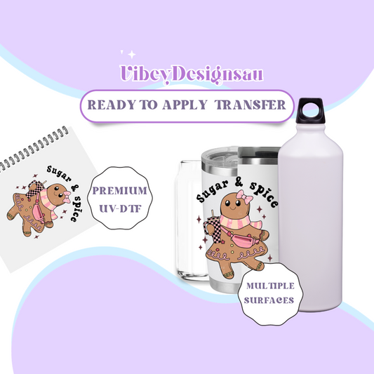 RTS UV-DTF Transfer for Bottle, Glass, Mug, Diary - Sugar & Spice Pink