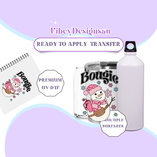 RTS UV-DTF Transfer for Bottle, Glass, Mug, Diary - Bougie Snowman