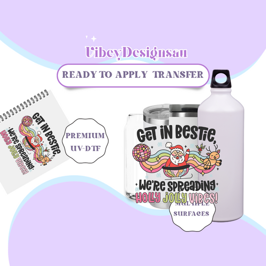 RTS UV-DTF Transfer for Bottle, Glass, Mug, Diary - Spreading Holly Jolly Vibes