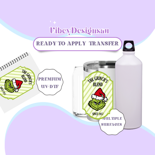 RTS UV-DTF Transfer for Bottle, Glass, Mug, Diary - Grinch Blend Green