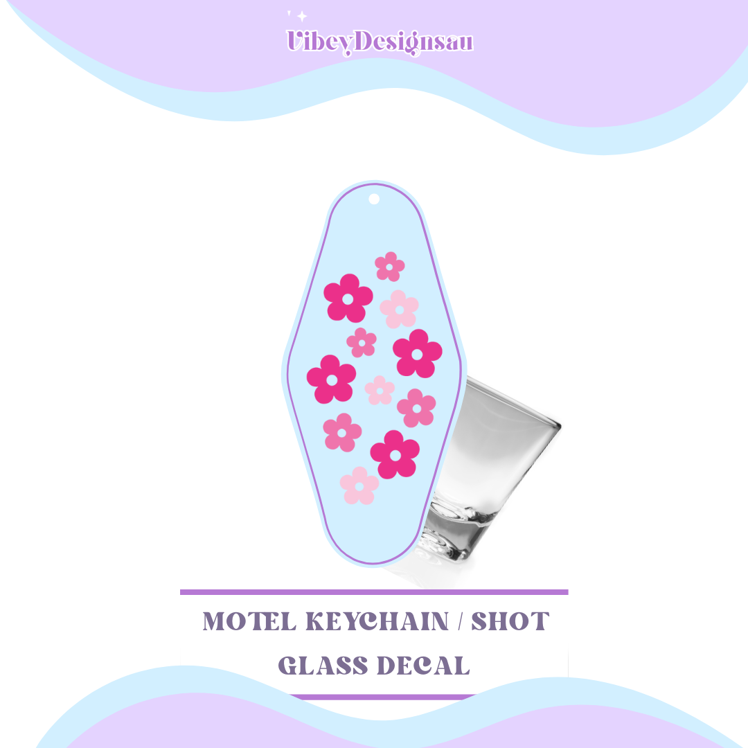 RTS Motel Keychain | Shotglass Decal - Two-tone pink flowers