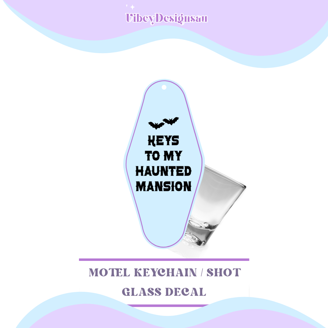 RTS Motel Keychain | Shotglass Decal - Keys to my haunted mansion