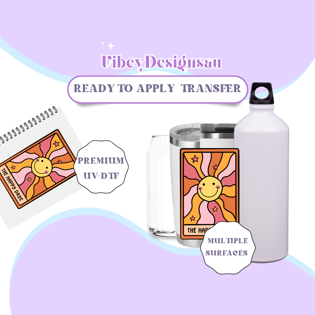 RTS UV-DTF Transfer for Bottle, Glass, Mug, Diary - The Happy Days Tarot