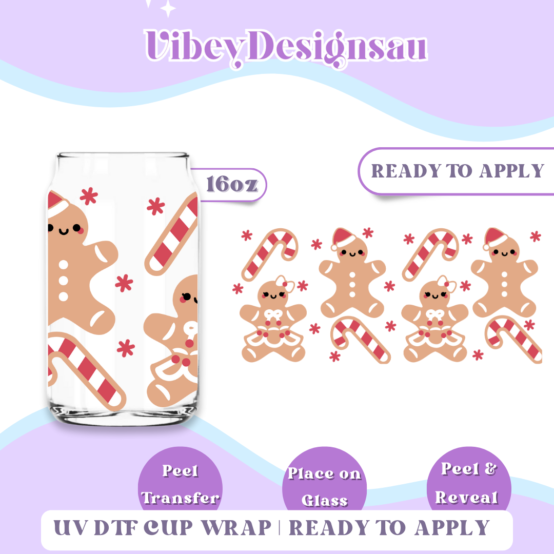 RTS 16OZ Cup Wrap - Gingerbread & Candycane