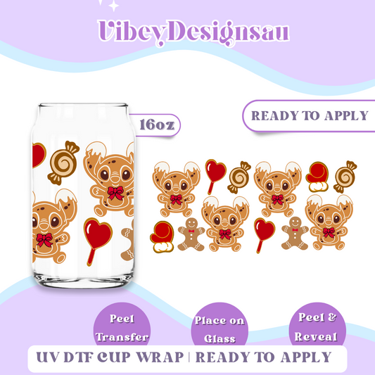 RTS 16OZ Cup Wrap - Cute Cartoon Gingerbread