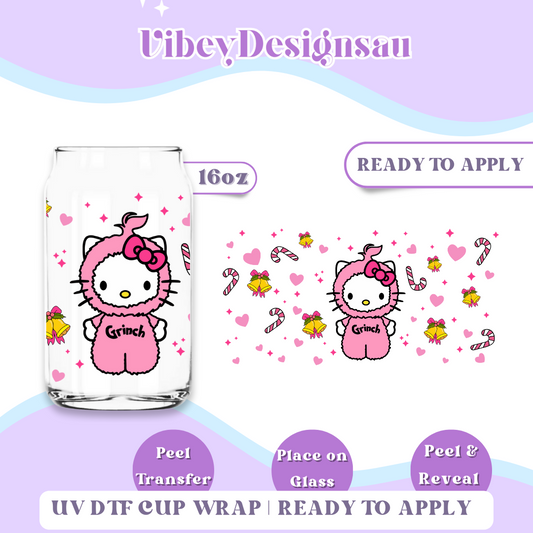 RTS 16OZ Cup Wrap - Pink Kitty Grinch