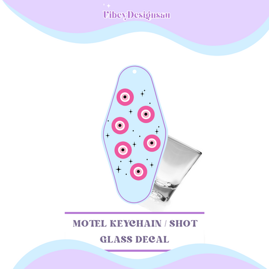 RTS Motel Keychain | Shotglass Decal - Third eye pink (multiple)