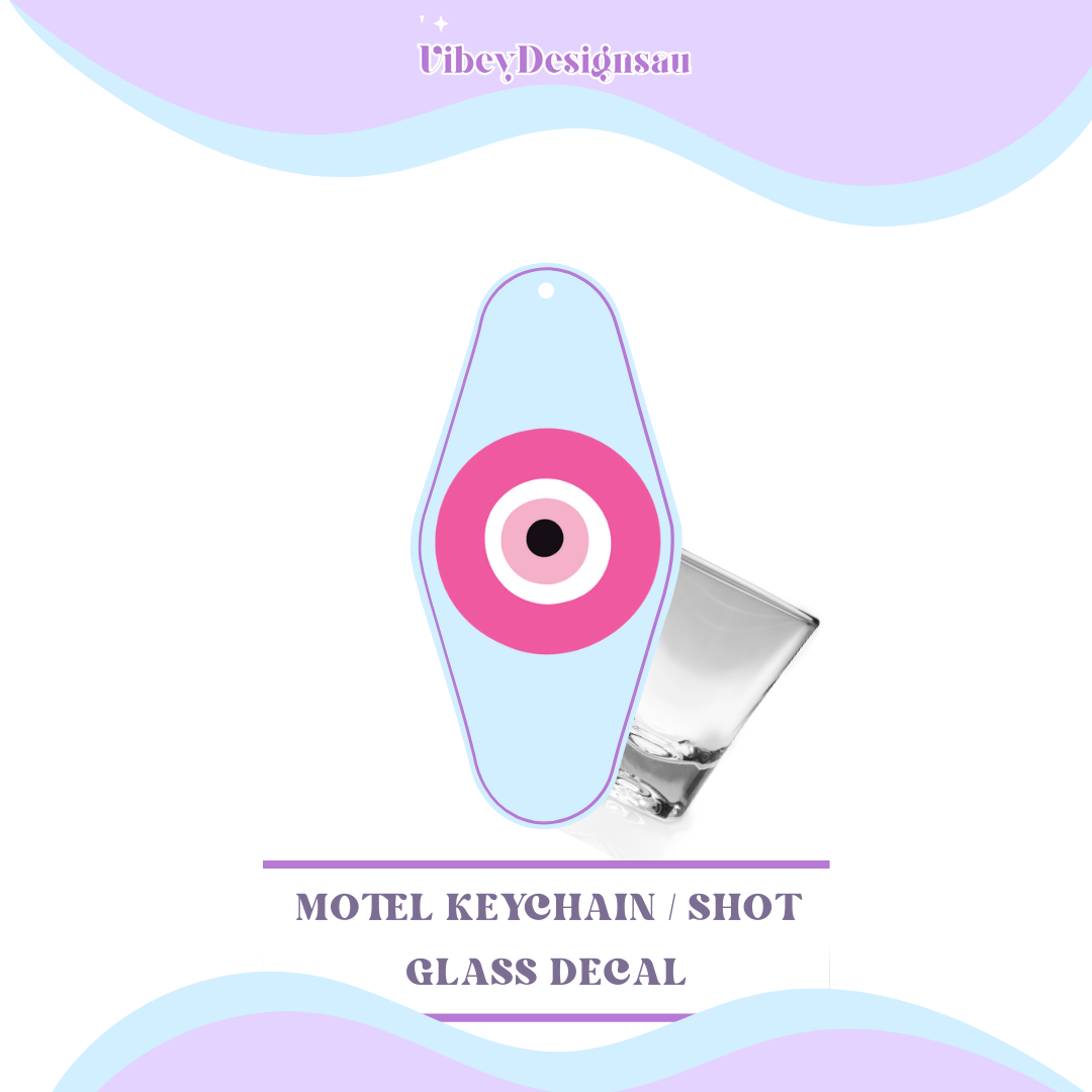 RTS Motel Keychain | Shotglass Decal - Third eye pink (single)