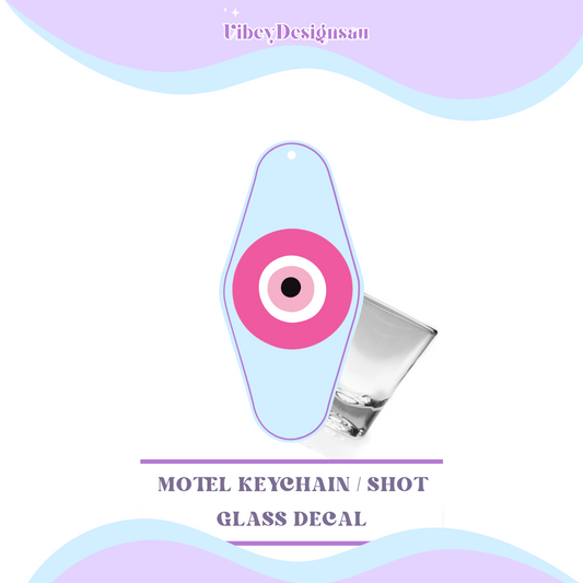 RTS Motel Keychain | Shotglass Decal - Third eye pink (single)